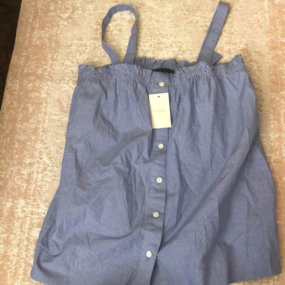 Jcrew blue striped button down tank NWT